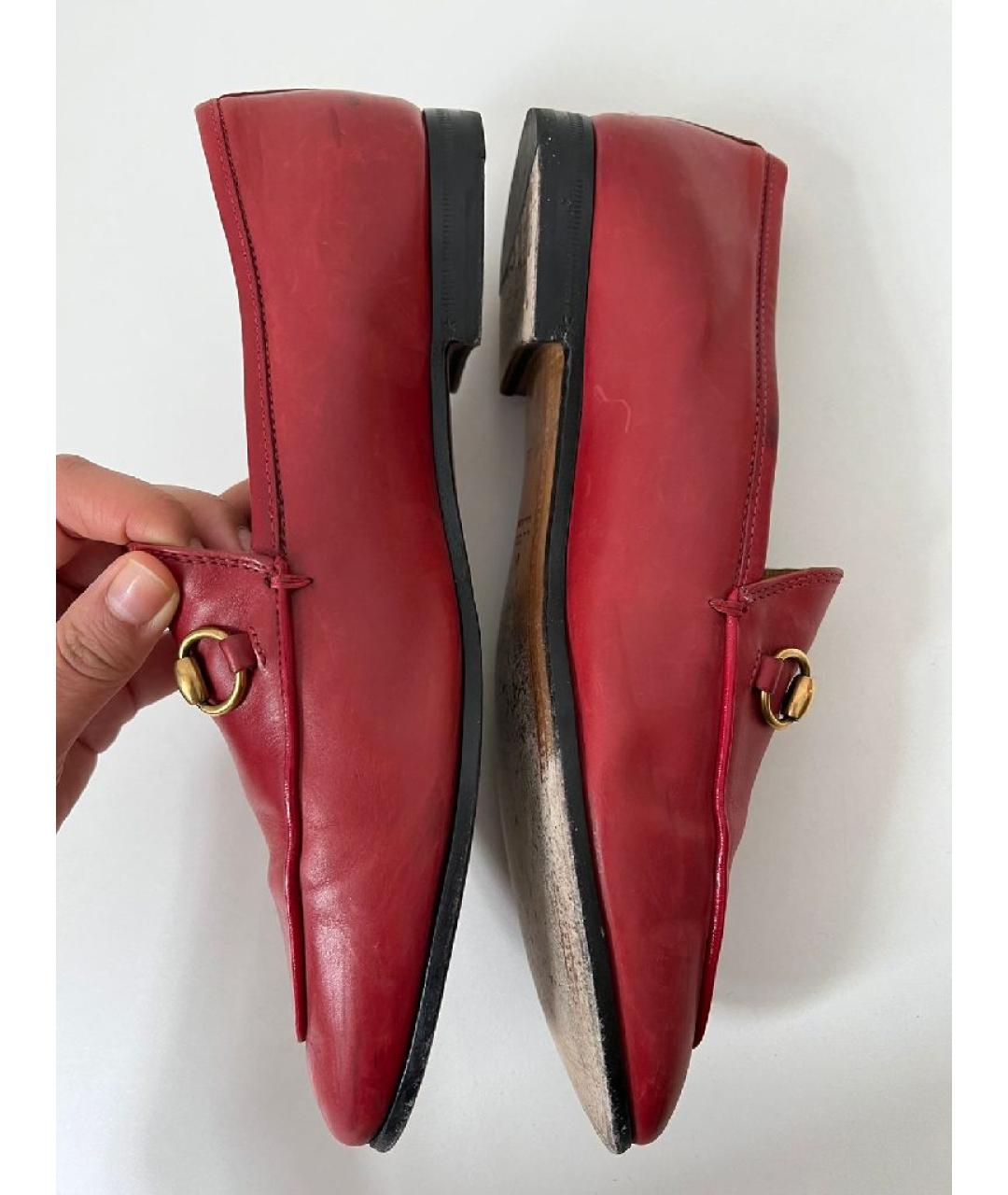 GUCCI Бордовые кожаные лоферы, фото 5