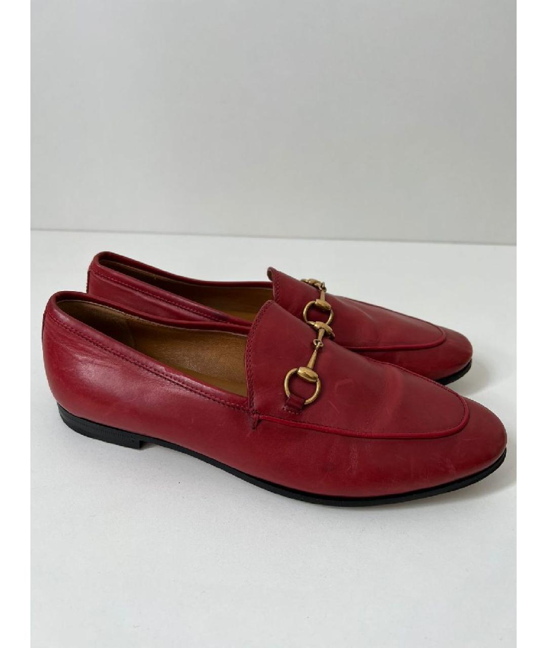 GUCCI Бордовые кожаные лоферы, фото 10