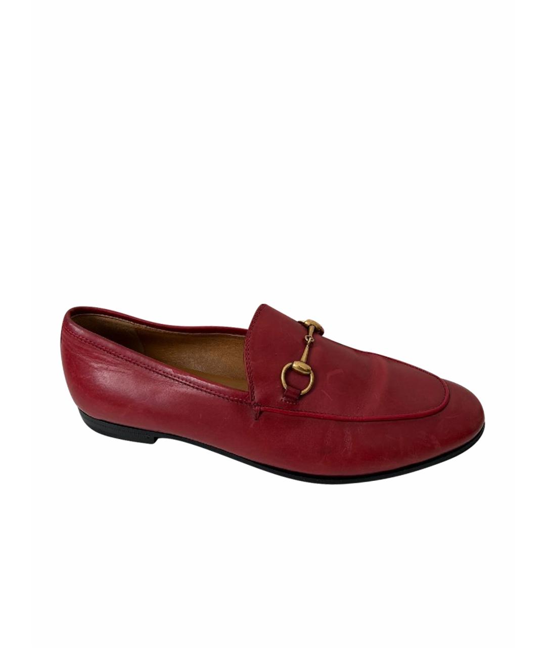 GUCCI Бордовые кожаные лоферы, фото 1