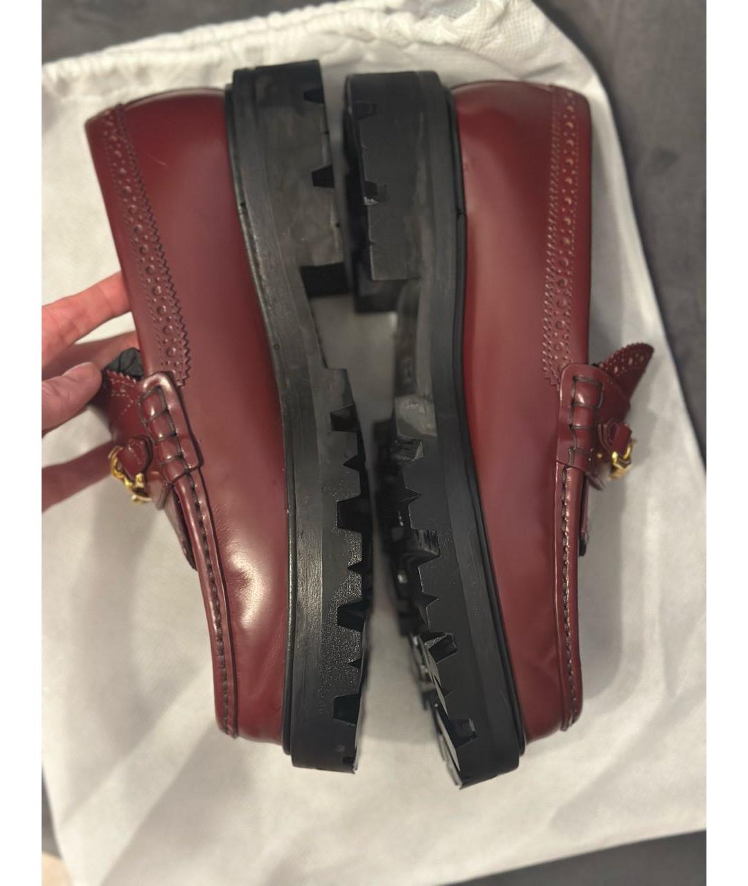 CELINE Бордовые кожаные лоферы, фото 5
