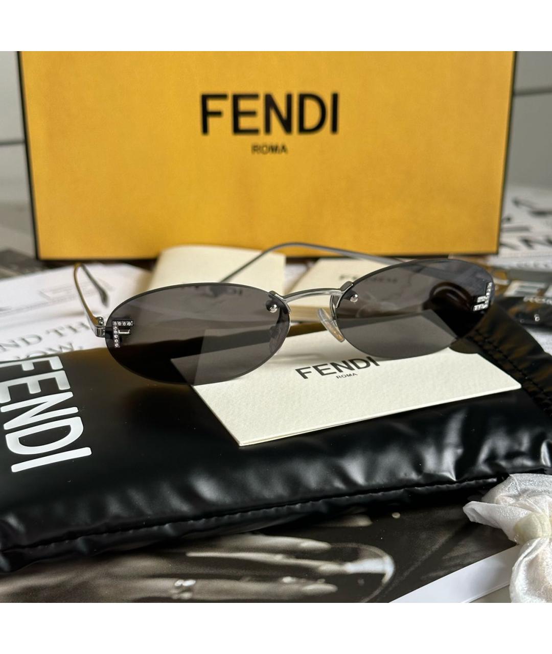 FENDI Серые металлические солнцезащитные очки, фото 2