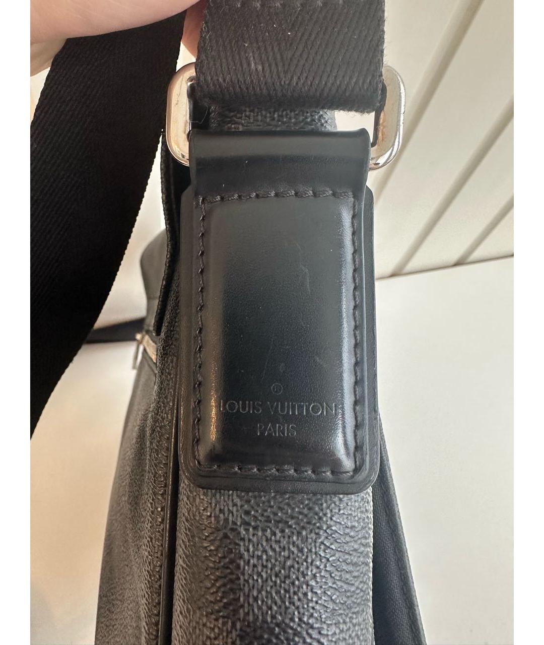 LOUIS VUITTON Черная кожаная сумка через плечо, фото 3