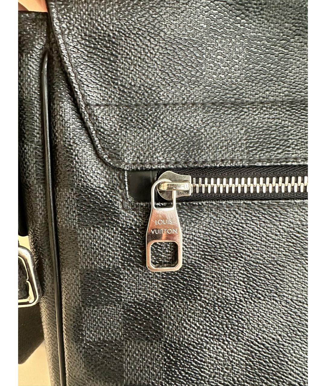 LOUIS VUITTON Черная кожаная сумка через плечо, фото 6