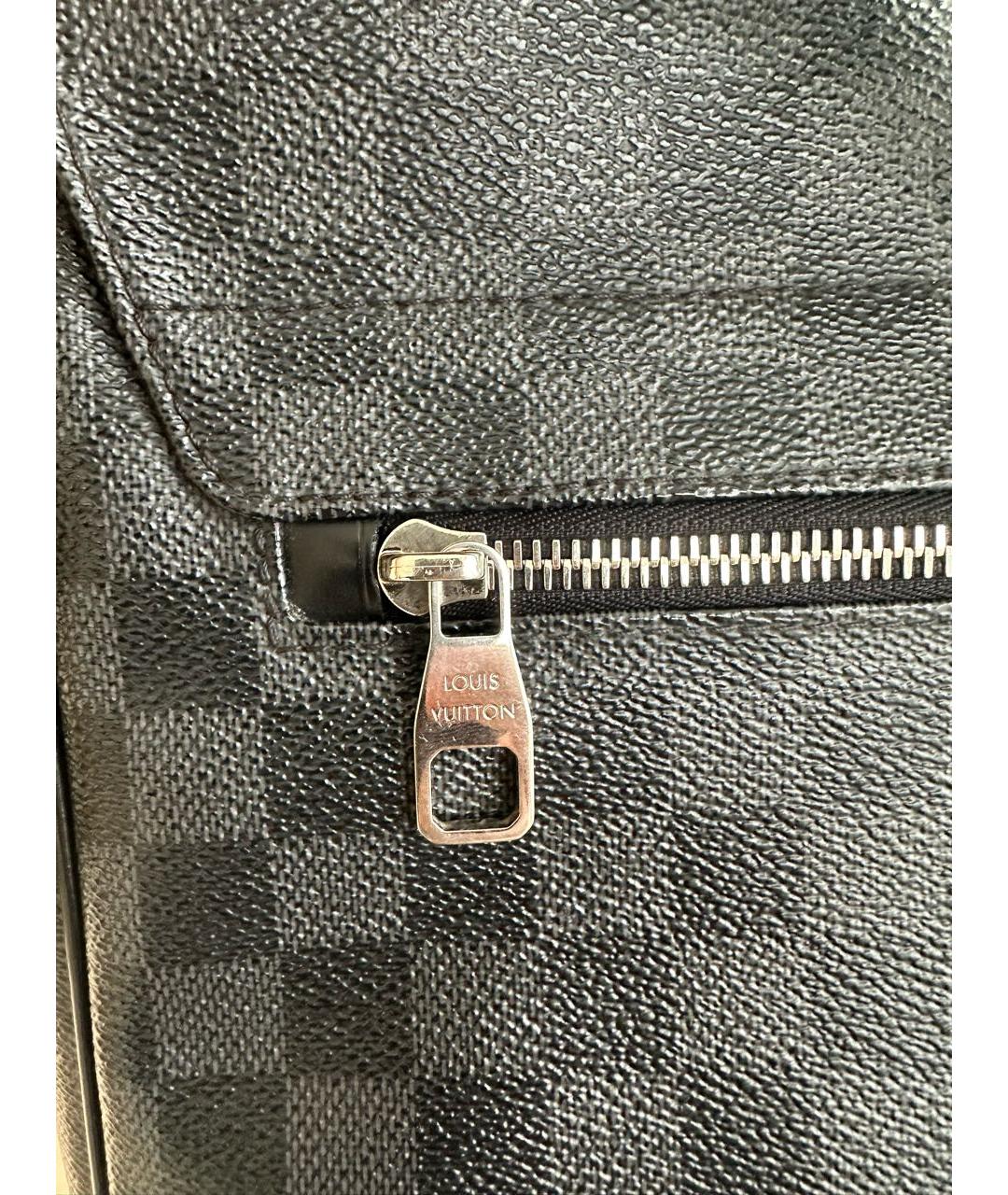 LOUIS VUITTON Черная кожаная сумка через плечо, фото 5