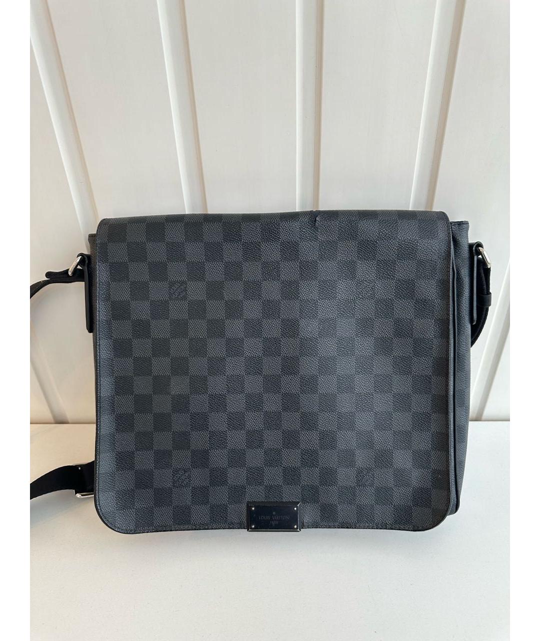 LOUIS VUITTON Черная кожаная сумка через плечо, фото 8