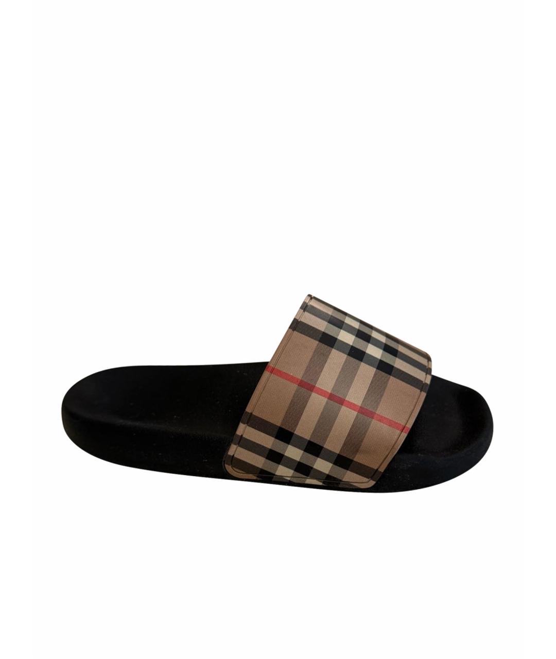BURBERRY Коричневые резиновые шлепанцы, фото 1