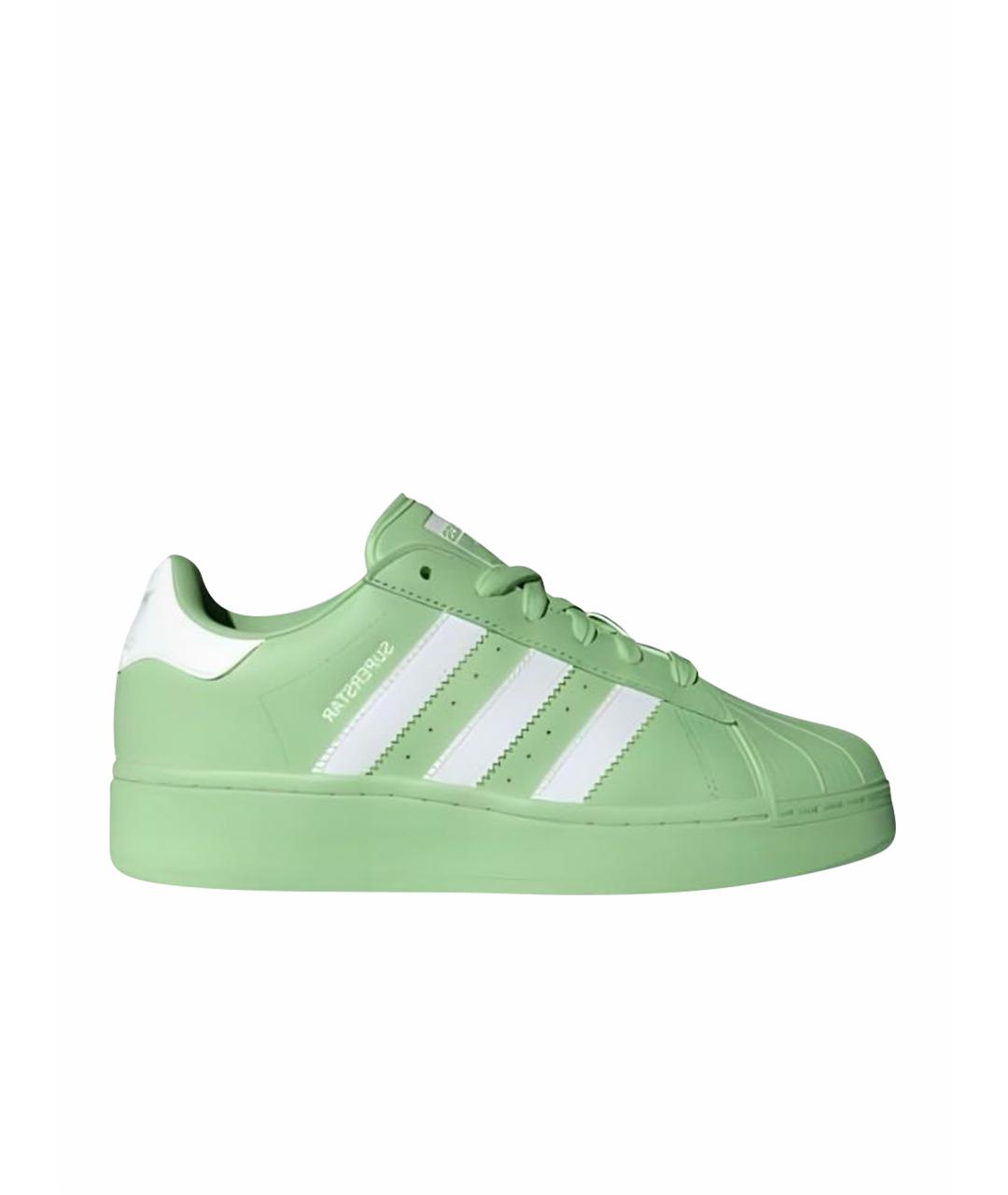 ADIDAS Зеленые кожаные низкие кроссовки / кеды, фото 1