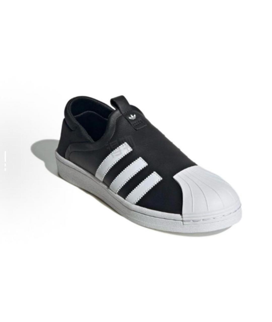 ADIDAS Черные кожаные низкие кроссовки / кеды, фото 4