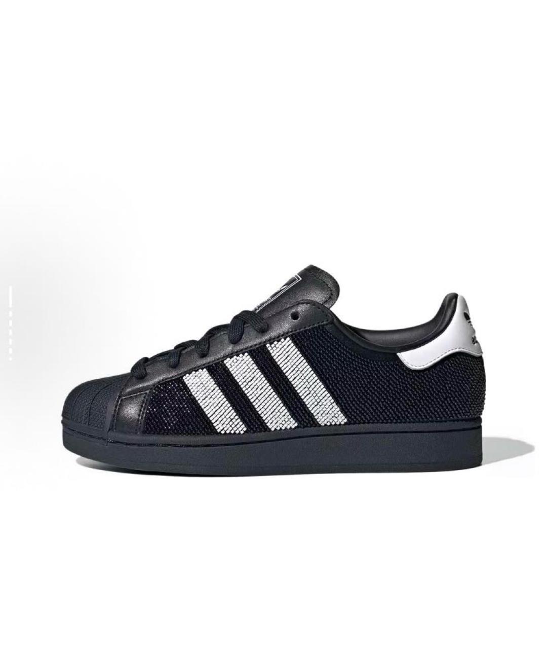 ADIDAS Черные кожаные низкие кроссовки / кеды, фото 3