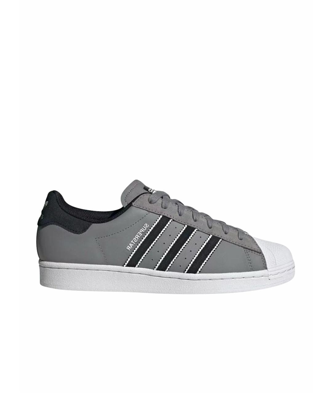 ADIDAS Серые кожаные низкие кроссовки / кеды, фото 1