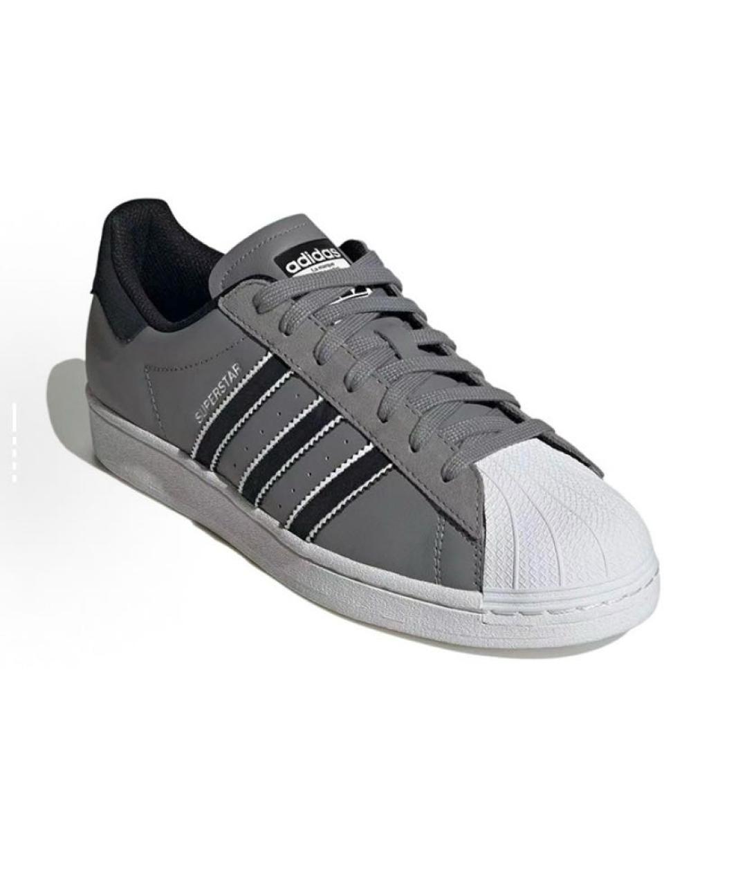 ADIDAS Серые кожаные низкие кроссовки / кеды, фото 4