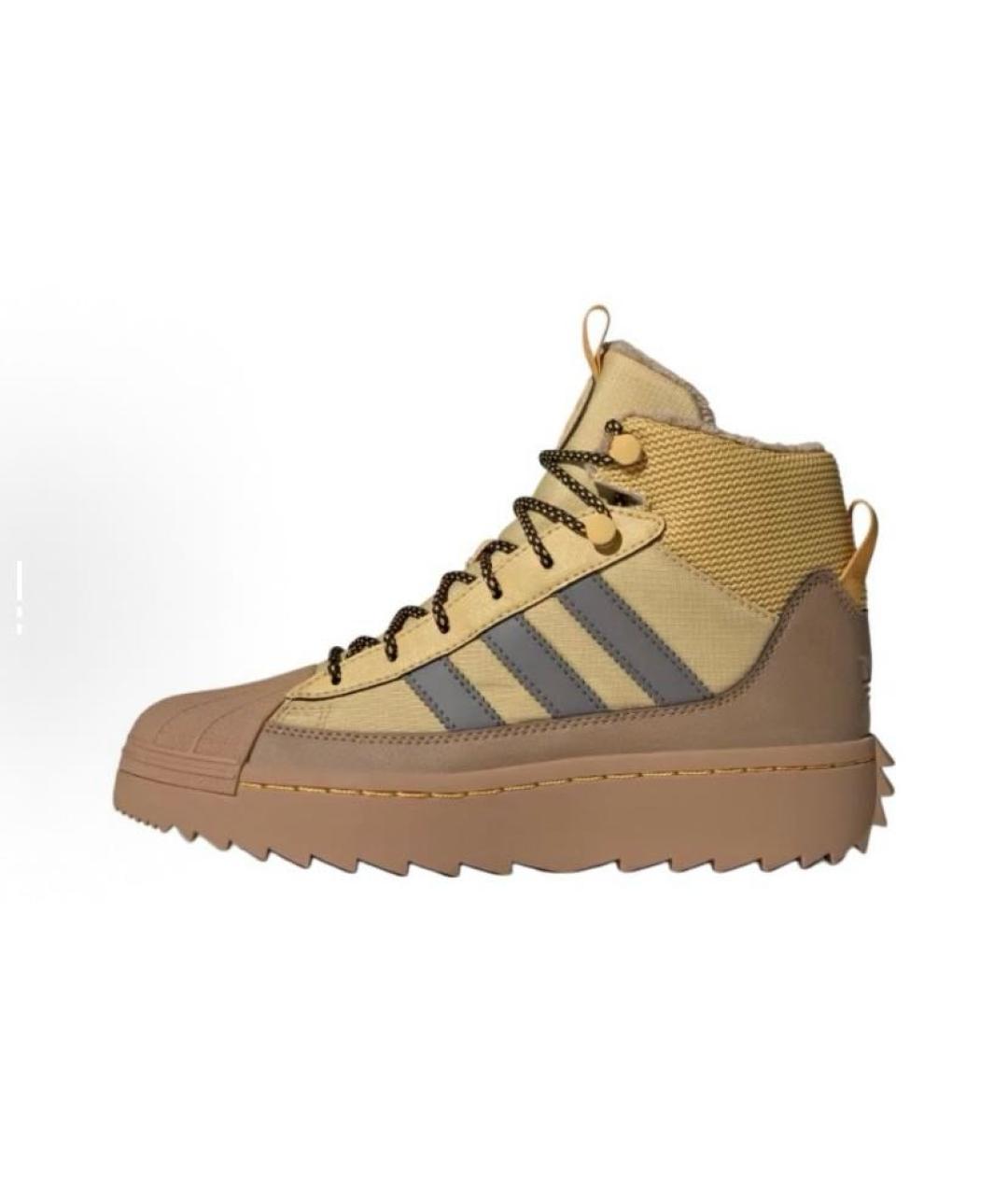 ADIDAS Горчичные кожаные высокие кроссовки / кеды, фото 3