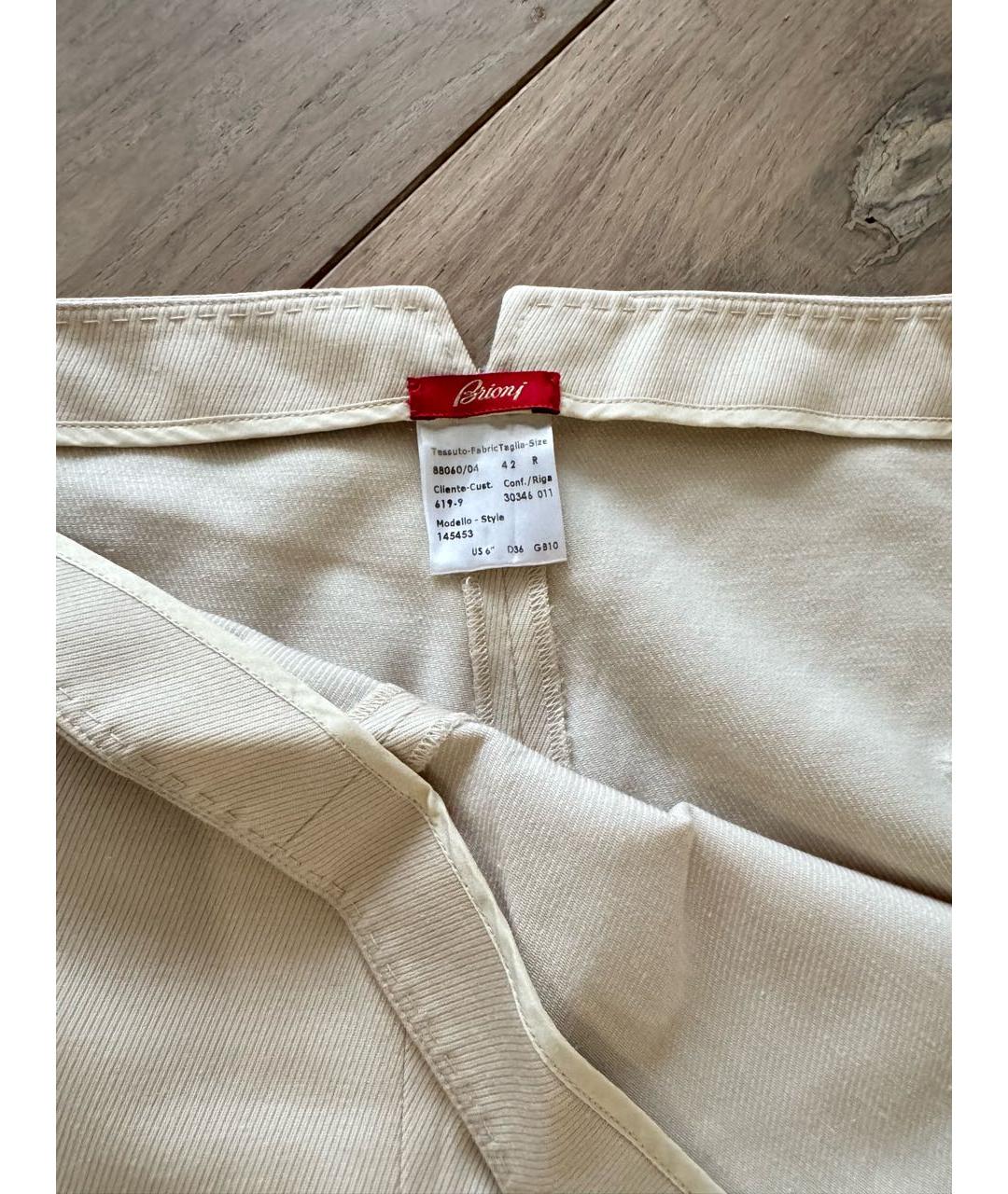 BRIONI Бежевые шерстяные брюки узкие, фото 4