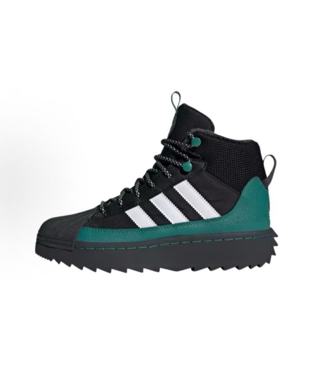 ADIDAS Черные кожаные высокие кроссовки / кеды, фото 3