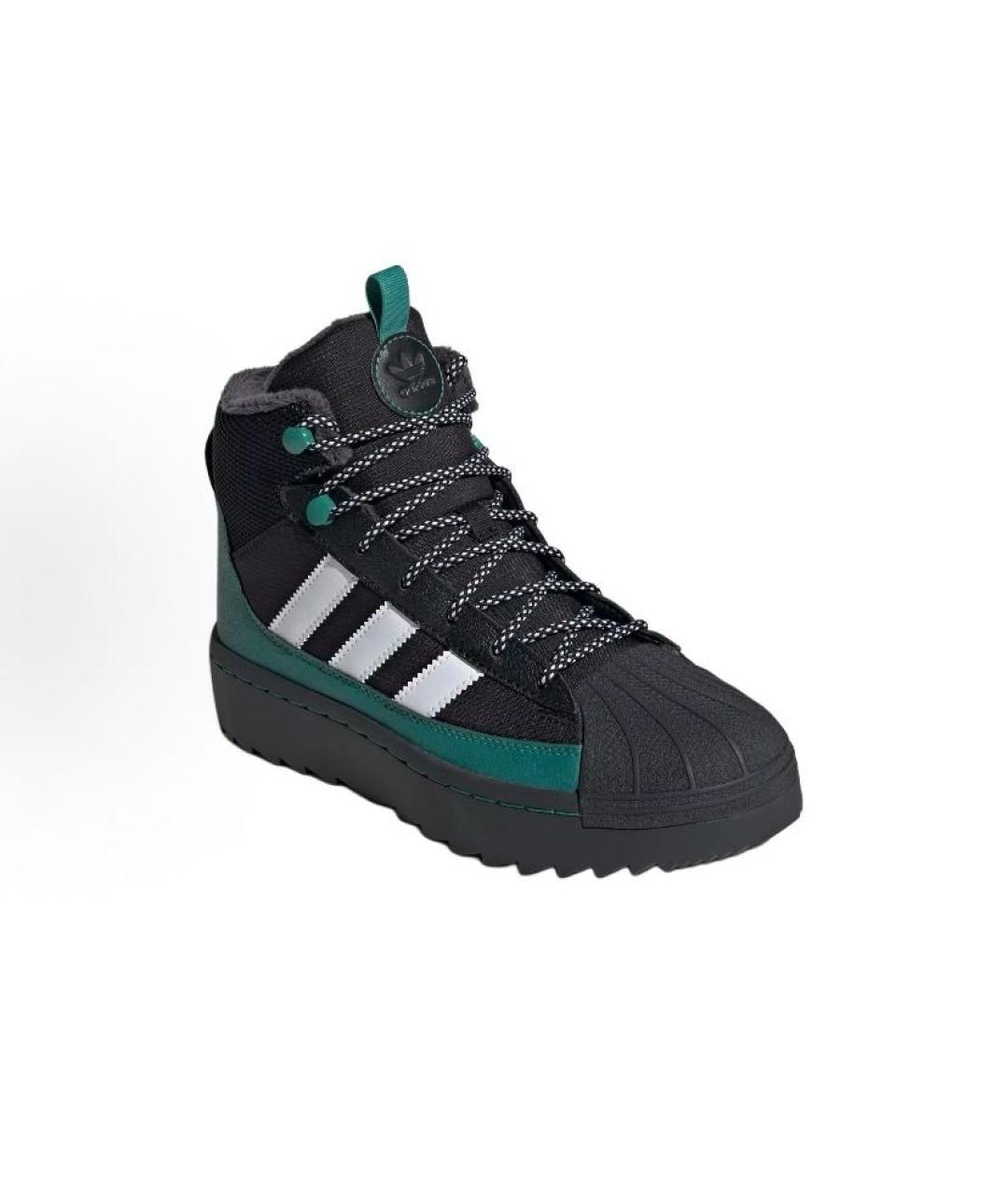 ADIDAS Черные кожаные высокие кроссовки / кеды, фото 4