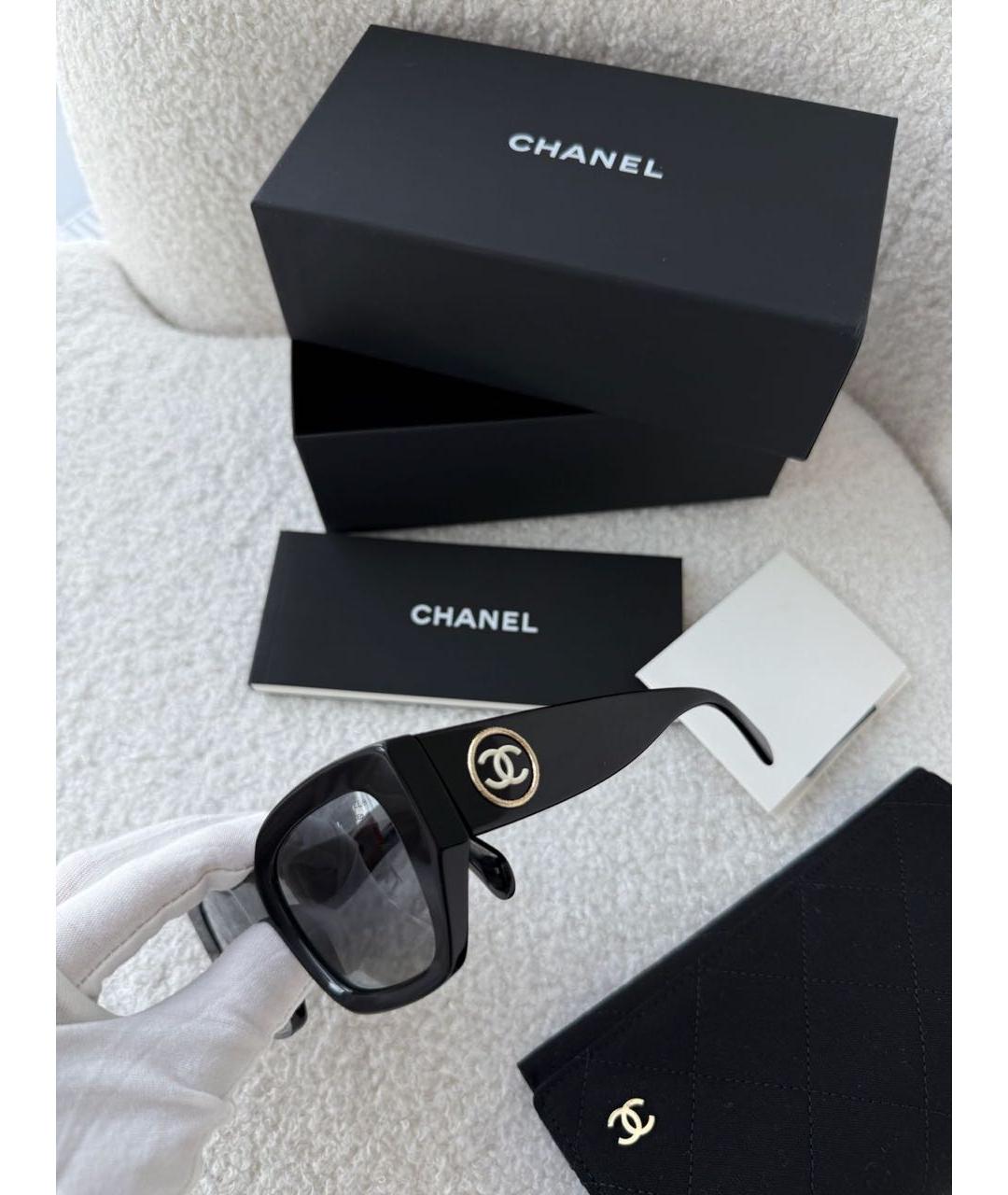 CHANEL Хаки пластиковые солнцезащитные очки, фото 4