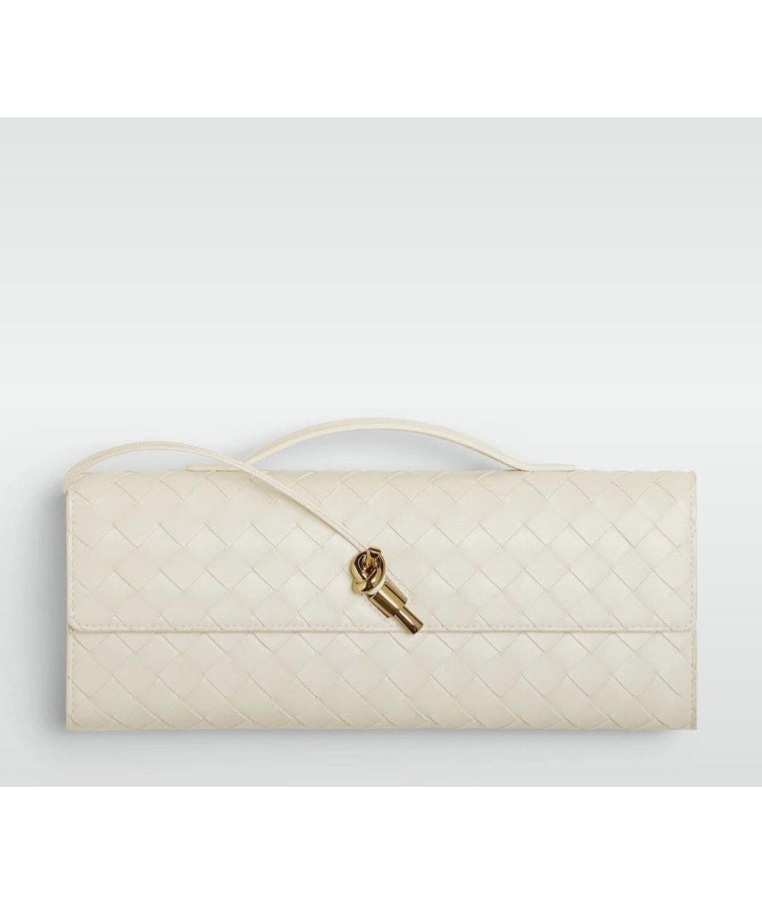 BOTTEGA VENETA Белая кожаная сумка с короткими ручками, фото 6