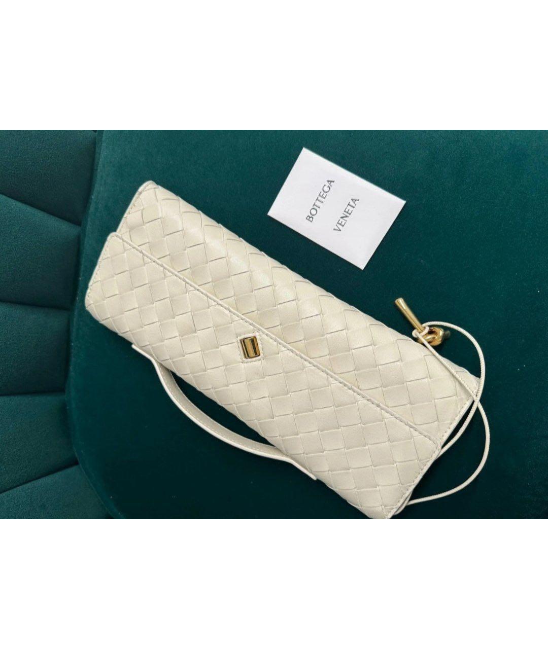 BOTTEGA VENETA Белая кожаная сумка с короткими ручками, фото 2