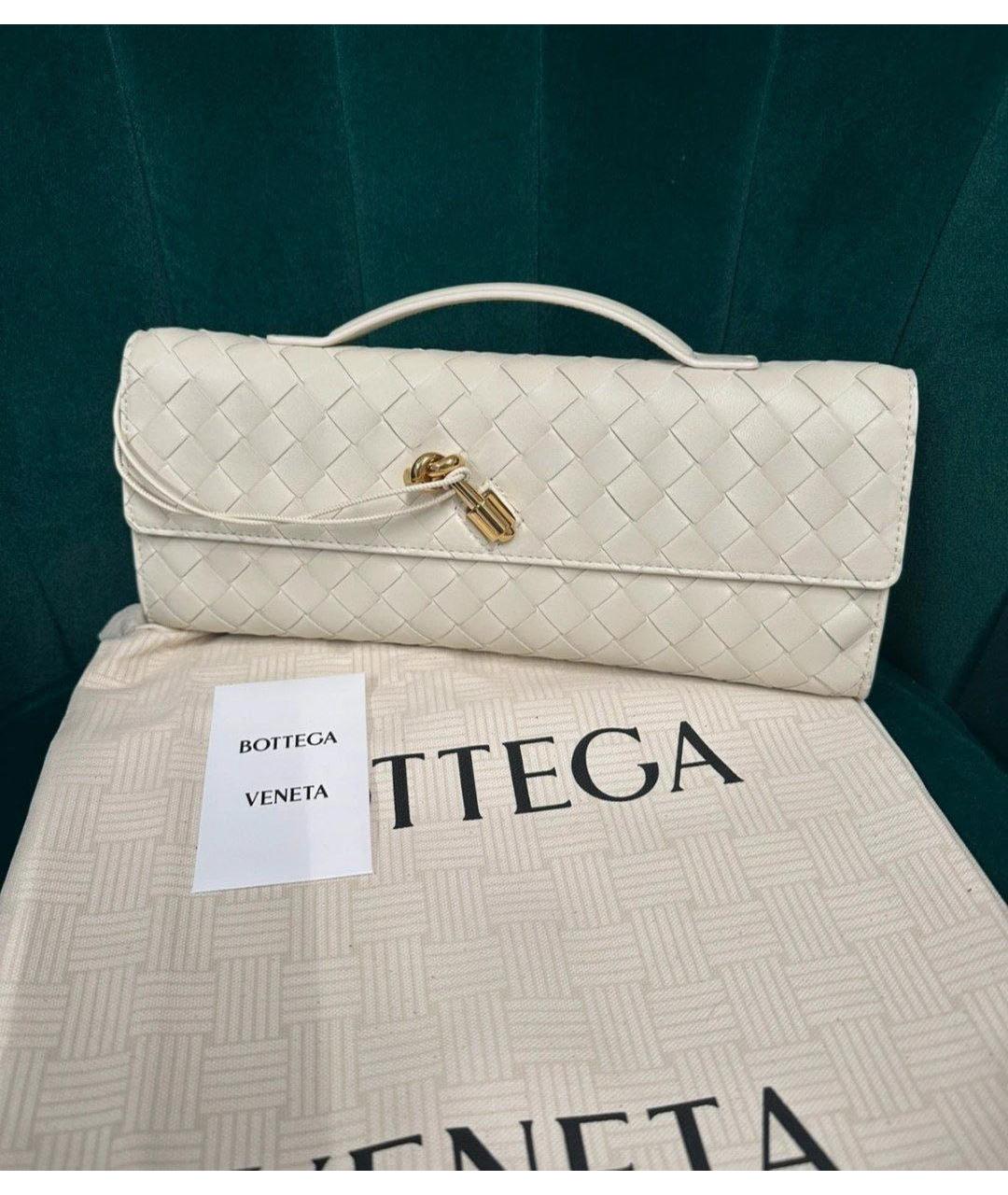 BOTTEGA VENETA Белая кожаная сумка с короткими ручками, фото 5