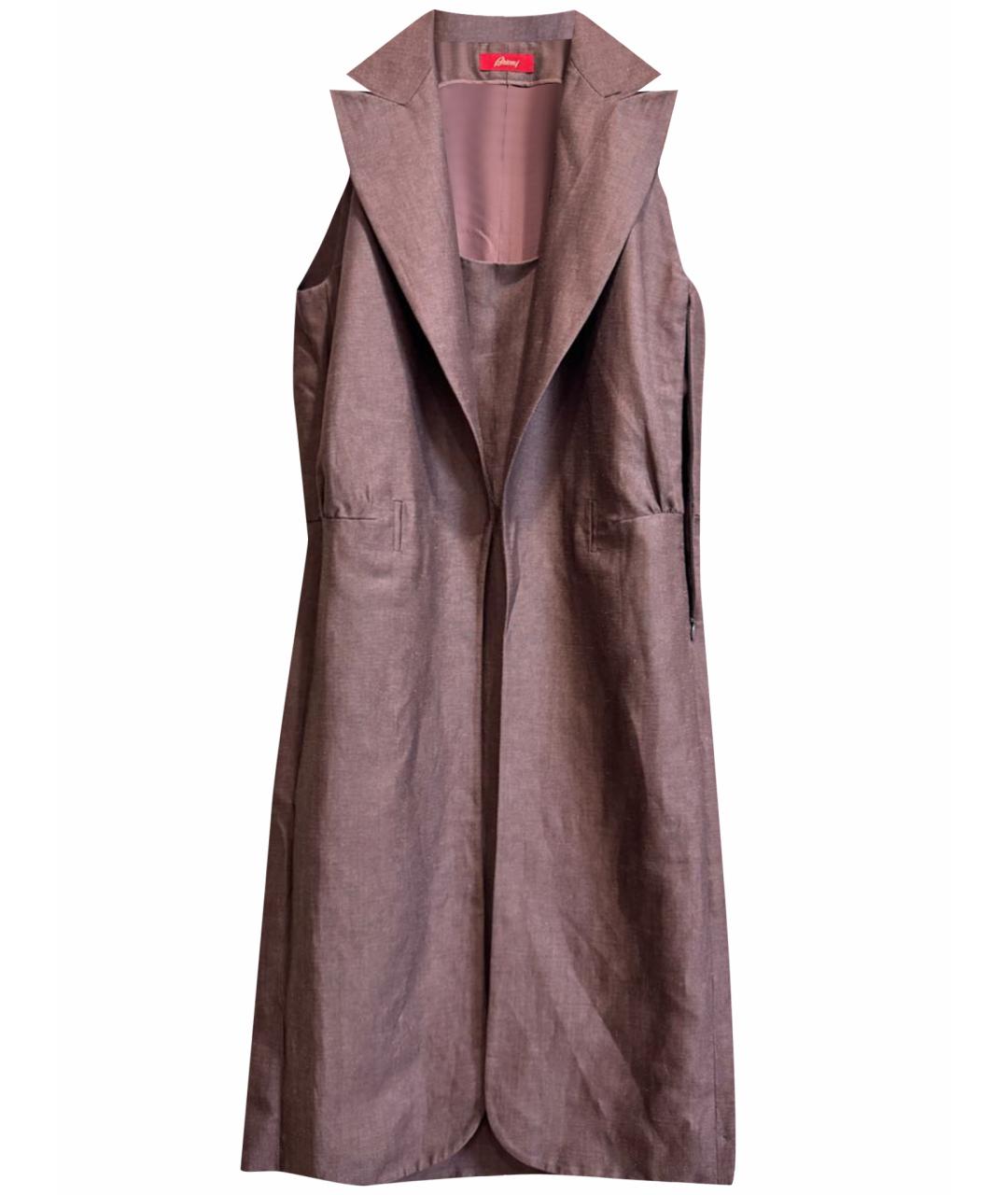 BRIONI Коричневое шелковое повседневное платье, фото 1