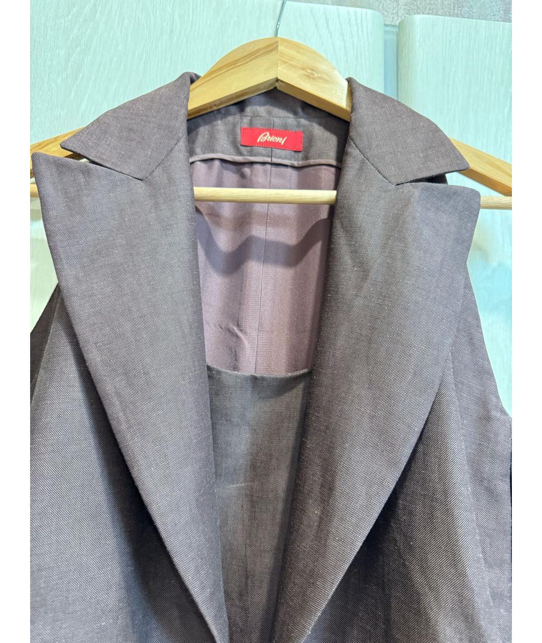 BRIONI Коричневое шелковое повседневное платье, фото 3