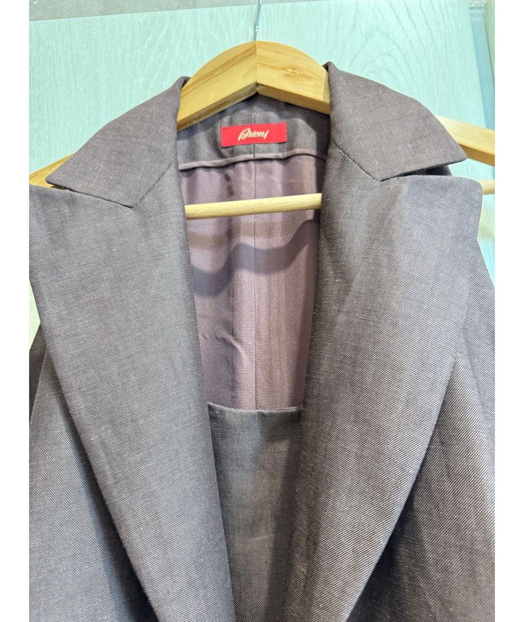BRIONI Коричневое шелковое повседневное платье, фото 4