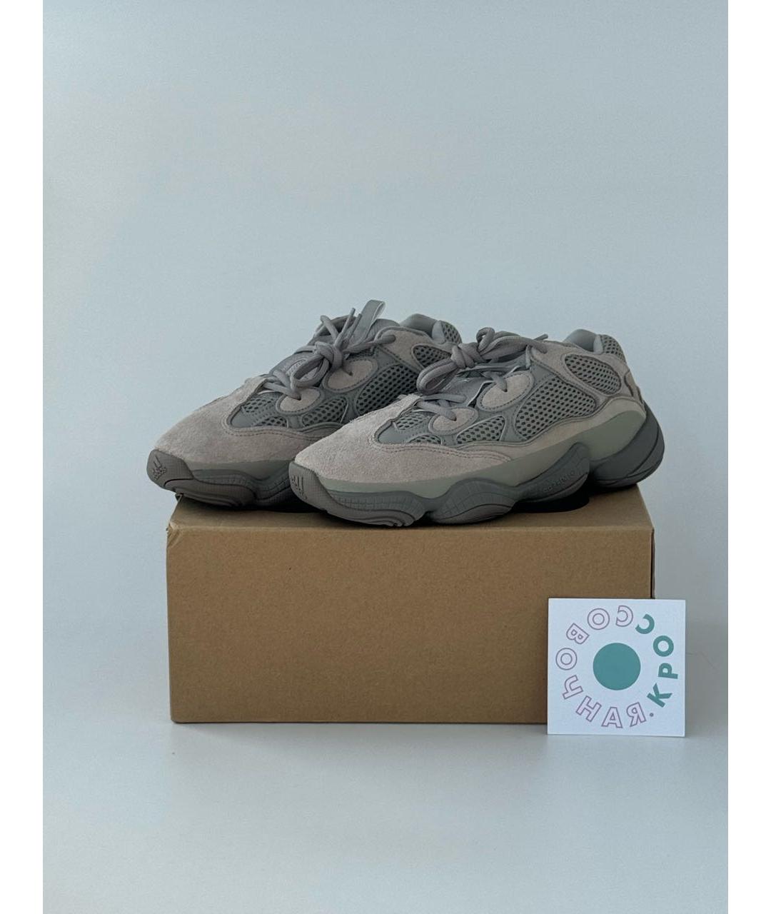 ADIDAS YEEZY Антрацитовые замшевые низкие кроссовки / кеды, фото 2