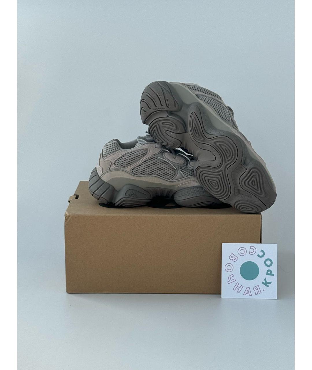ADIDAS YEEZY Антрацитовые замшевые низкие кроссовки / кеды, фото 4