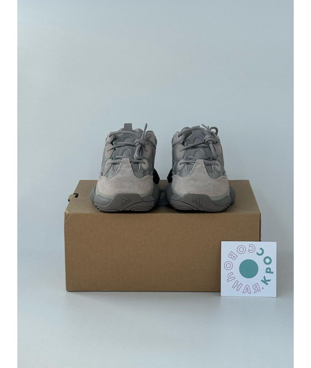 ADIDAS YEEZY Антрацитовые замшевые низкие кроссовки / кеды, фото 3