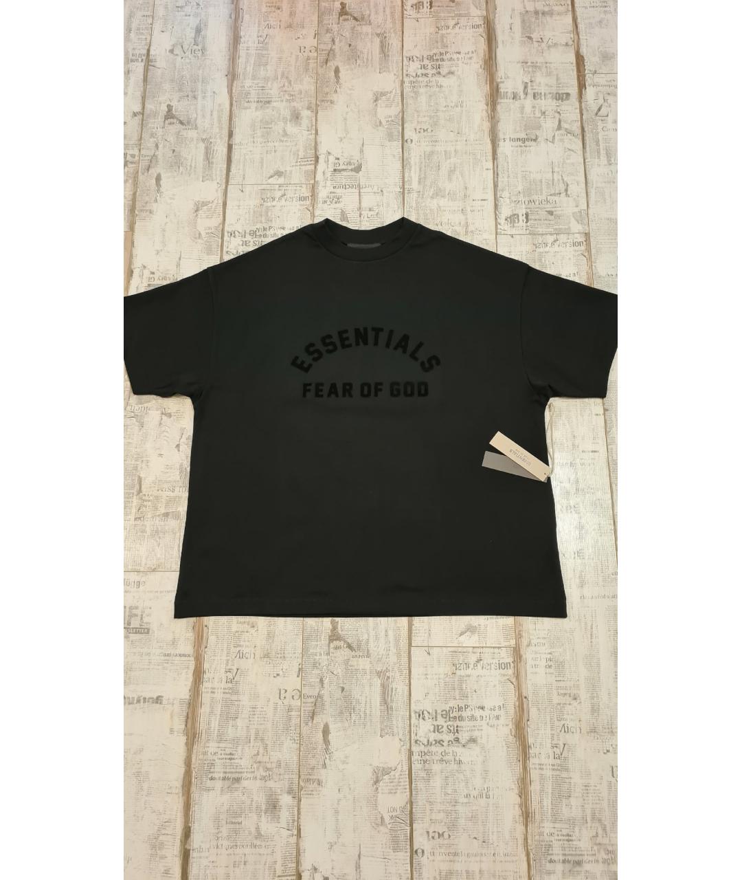 FEAR OF GOD ESSENTIALS Черная хлопковая футболка, фото 4