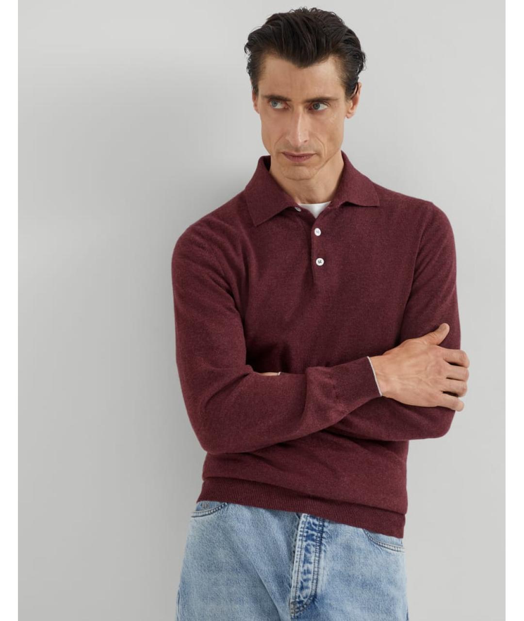 BRUNELLO CUCINELLI Бордовый кашемировый джемпер / свитер, фото 2