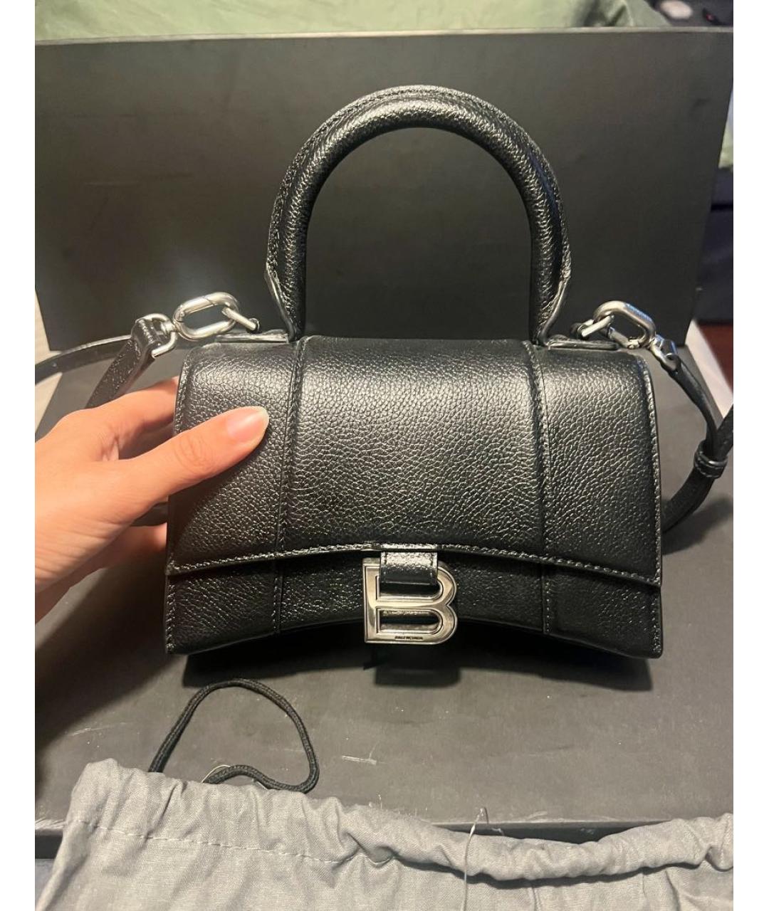 BALENCIAGA Черная кожаная сумка с короткими ручками, фото 2