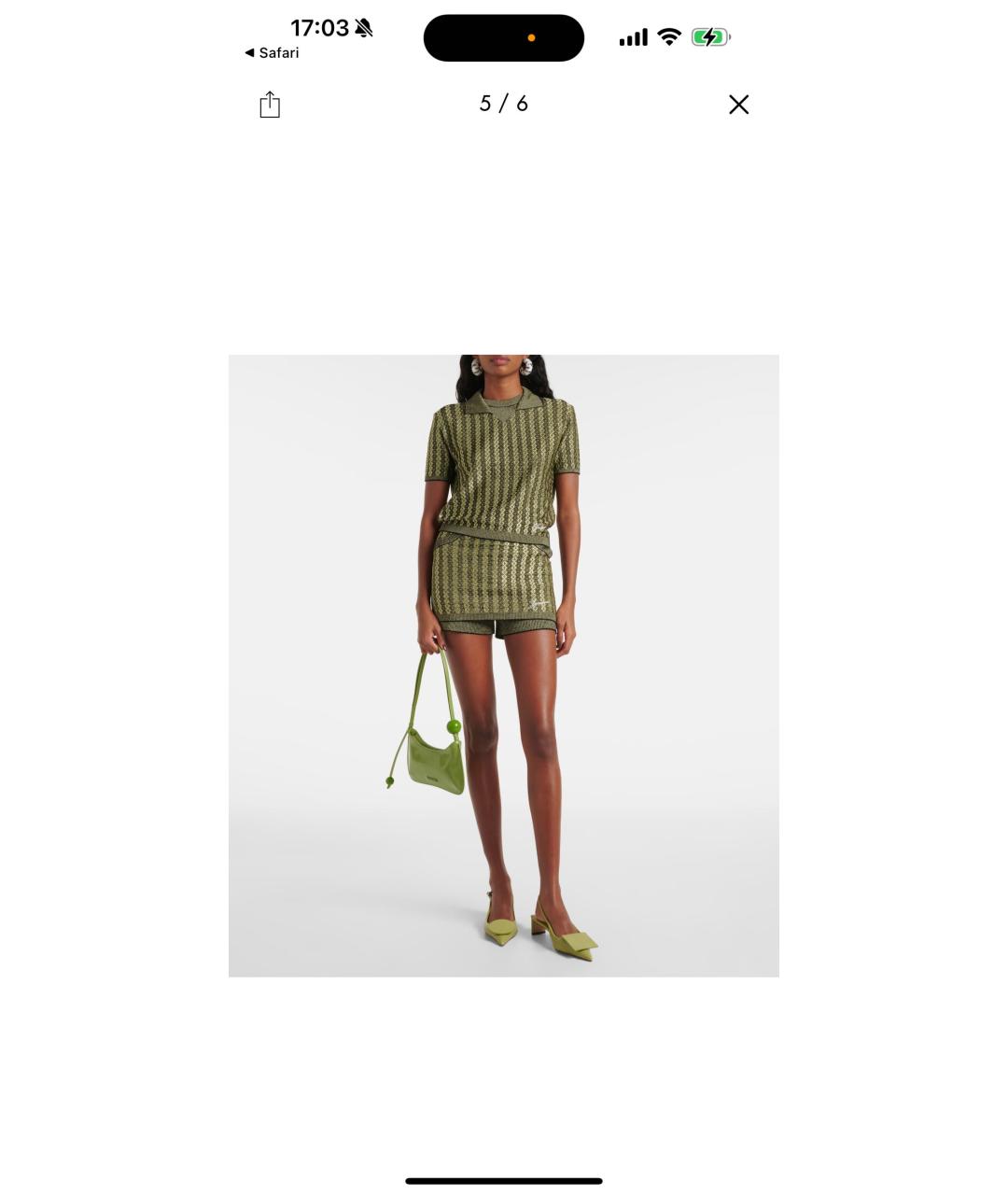 JACQUEMUS Зеленая кожаная сумка с короткими ручками, фото 6