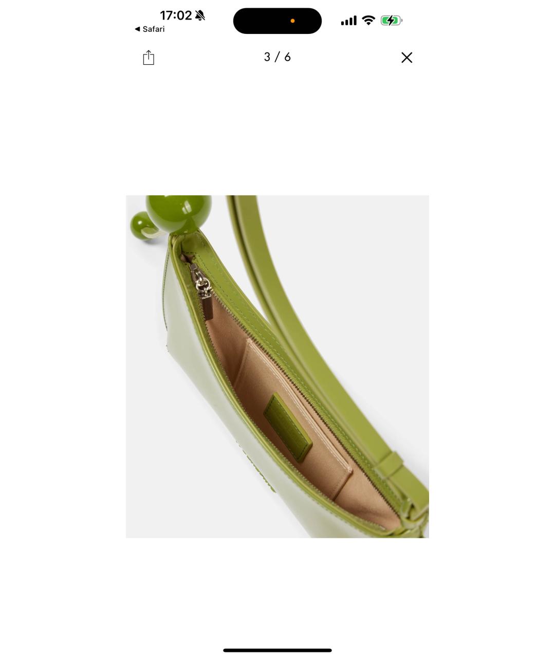 JACQUEMUS Зеленая кожаная сумка с короткими ручками, фото 4