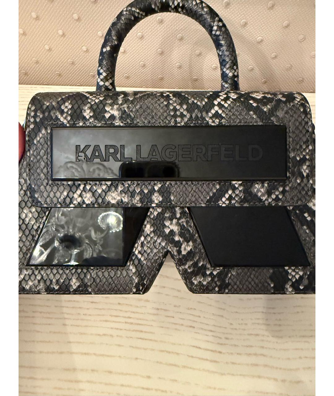 KARL LAGERFELD Серая кожаная сумка через плечо, фото 2