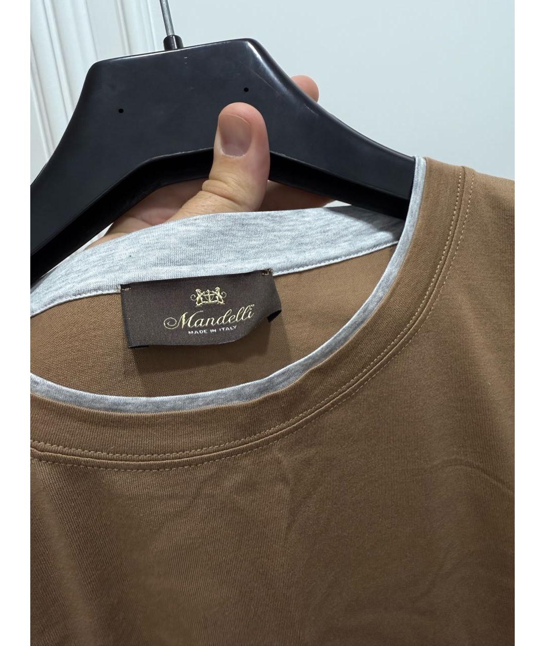 MOSCHINO Коричневая хлопко-эластановая футболка, фото 3