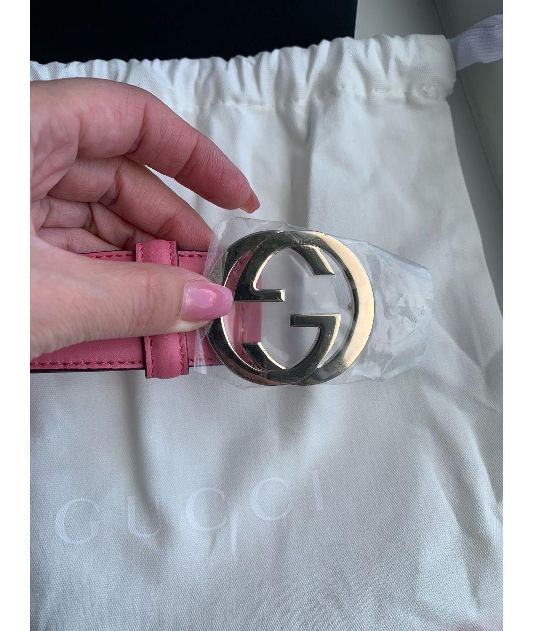 GUCCI Розовый кожаный ремень, фото 2