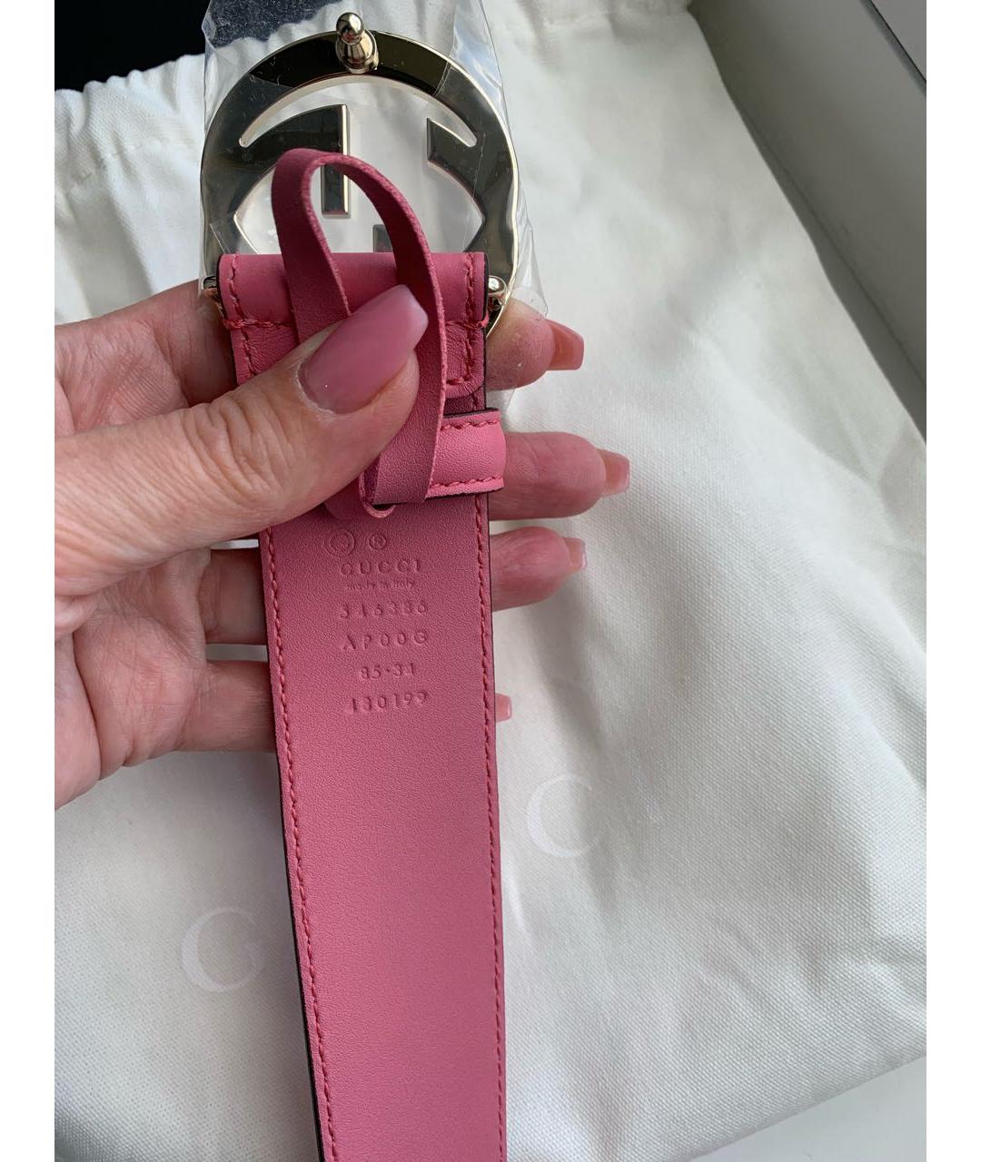 GUCCI Розовый кожаный ремень, фото 3