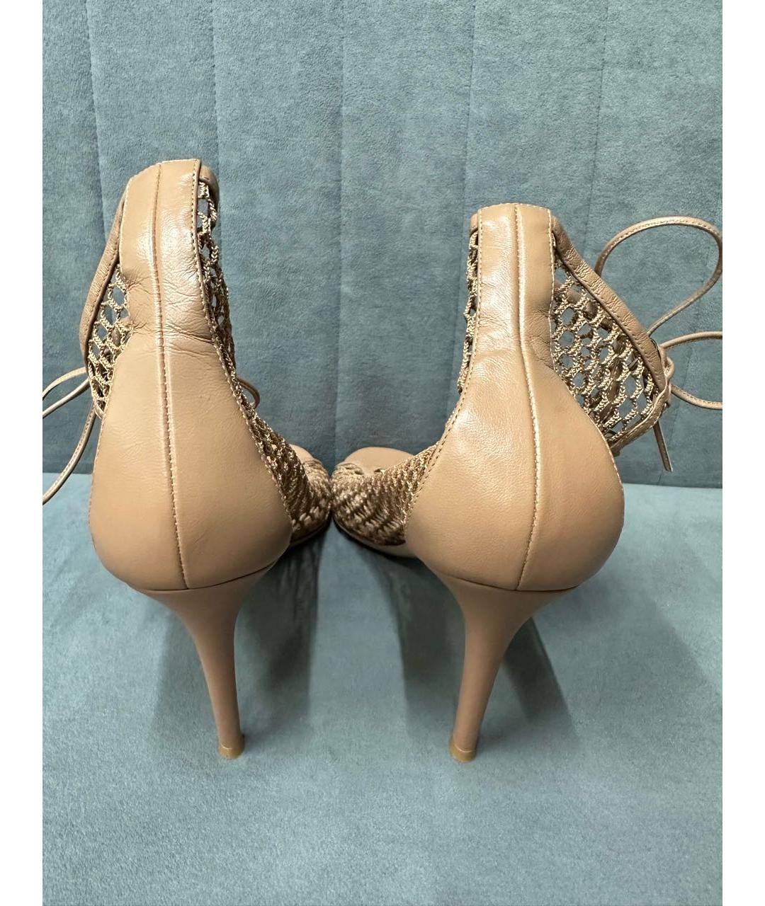 GIANVITO ROSSI Бежевые кожаные босоножки, фото 3