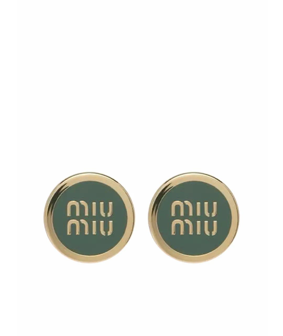MIU MIU Бирюзовые металлические серьги, фото 1