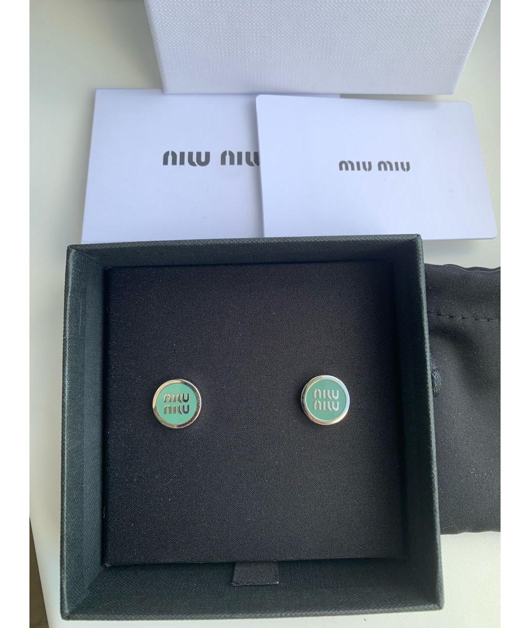 MIU MIU Бирюзовые металлические серьги, фото 2