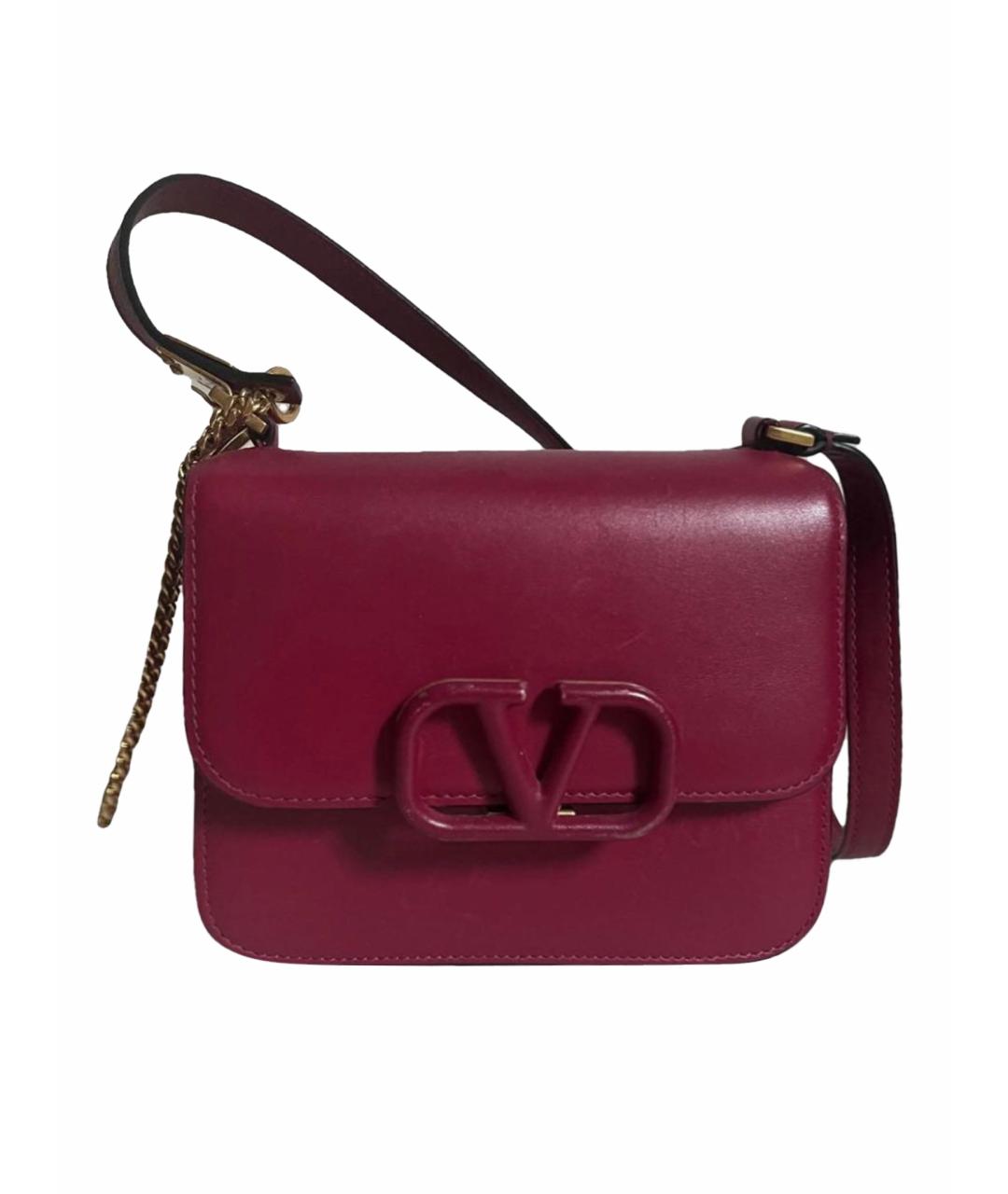 VALENTINO Бордовая кожаная сумка через плечо, фото 1