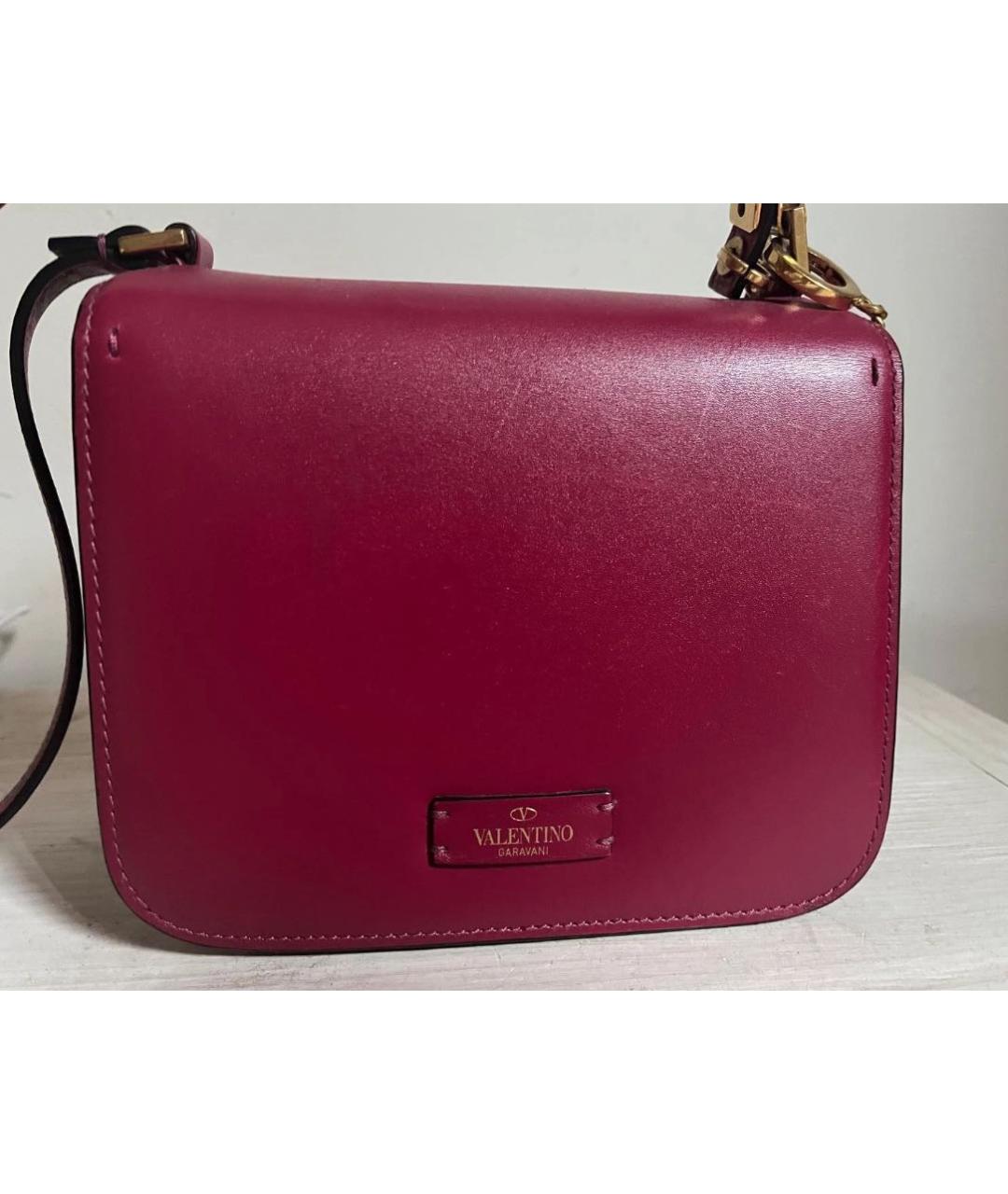 VALENTINO Бордовая кожаная сумка через плечо, фото 3