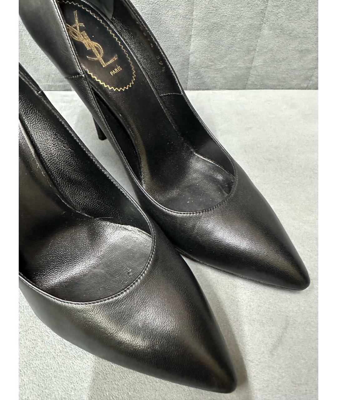 SAINT LAURENT Черные кожаные туфли, фото 5