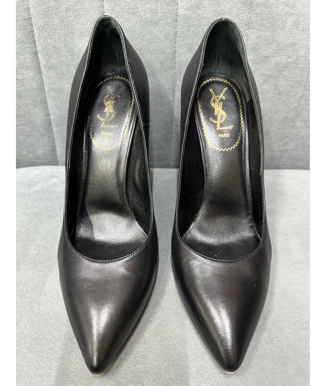 SAINT LAURENT Черные кожаные туфли, фото 2