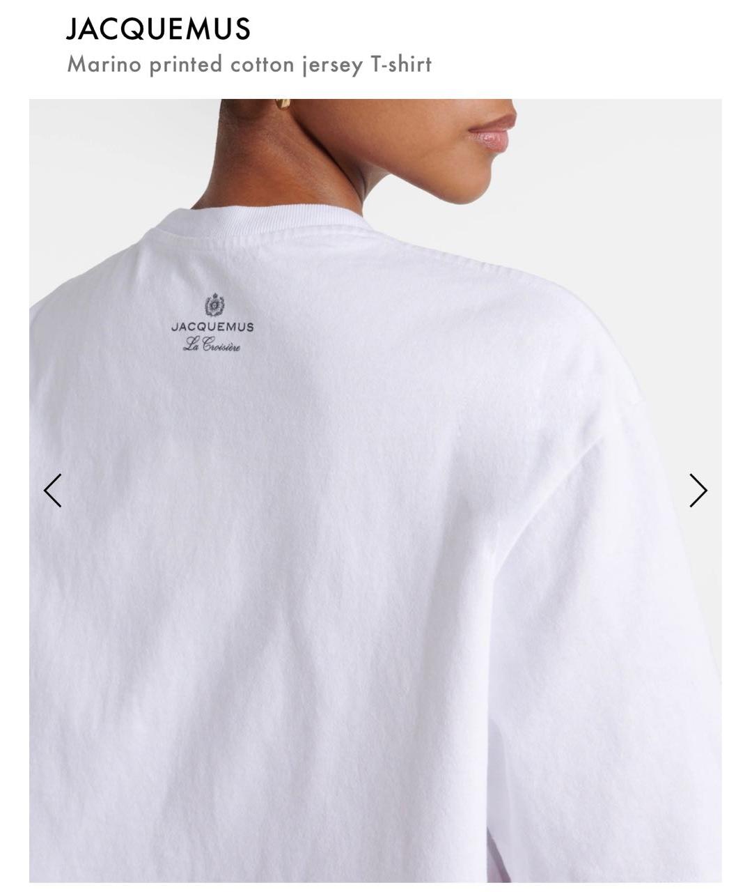 JACQUEMUS Белая хлопковая футболка, фото 2