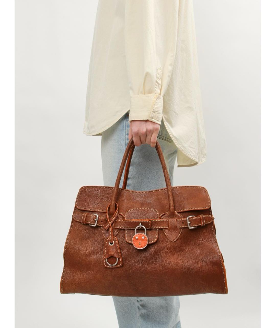 MIU MIU Коричневая кожаная сумка с короткими ручками, фото 6