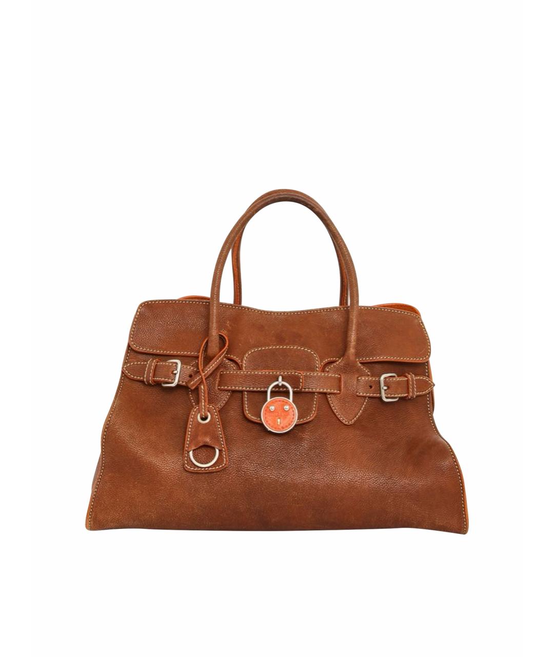 MIU MIU Коричневая кожаная сумка с короткими ручками, фото 1