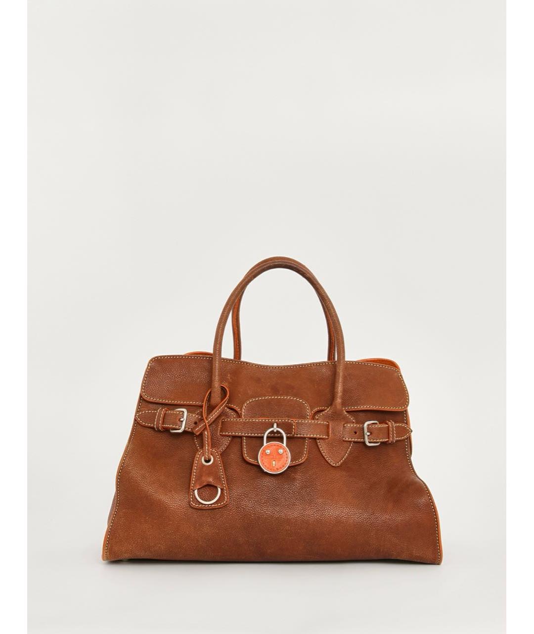 MIU MIU Коричневая кожаная сумка с короткими ручками, фото 7