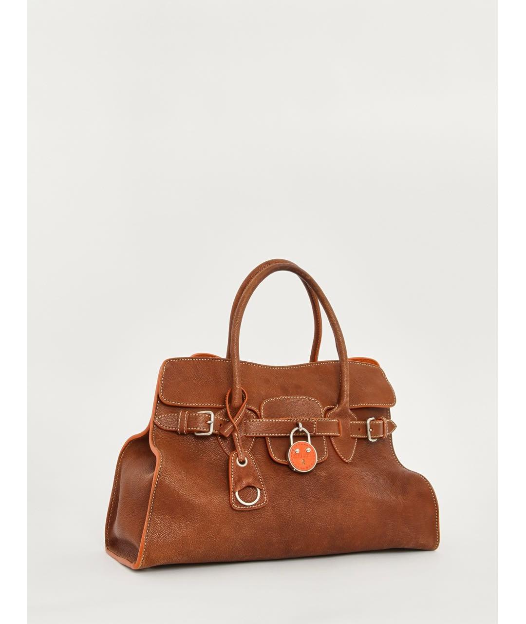 MIU MIU Коричневая кожаная сумка с короткими ручками, фото 2